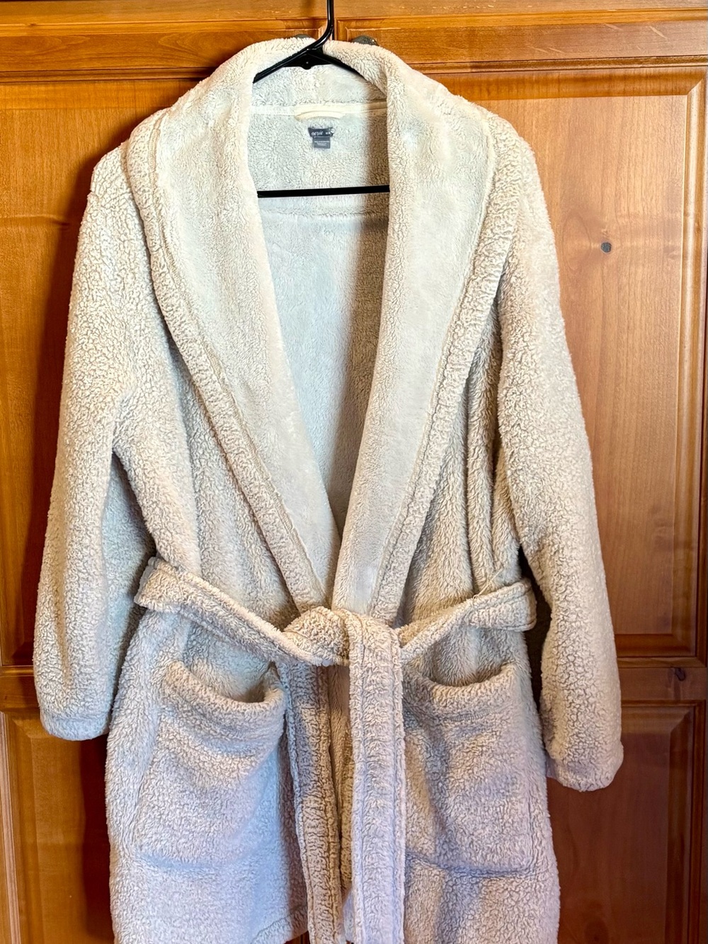 aerie Cream Plush Sherpa Robe Jacket with Belt